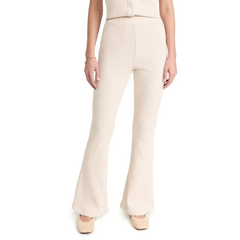 Madewell Cream Ribbed Boot-Cut Pants